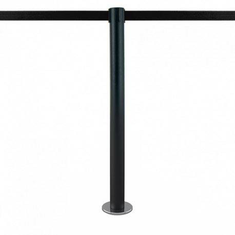 Poteau de délimitation (noir), à fixer au sol - Sangle 3,2m - FIX 