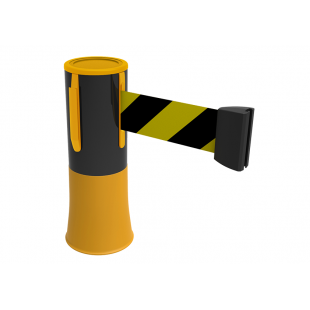 Enrouleur de sangle pour plots de signalisation de chantier (Jaune et noir)