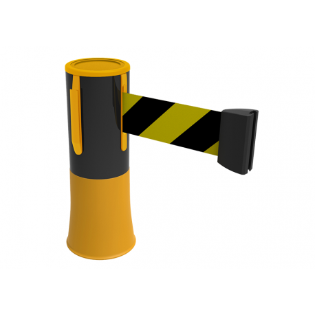 Enrouleur de sangle pour plots de signalisation de chantier (Jaune et noir)