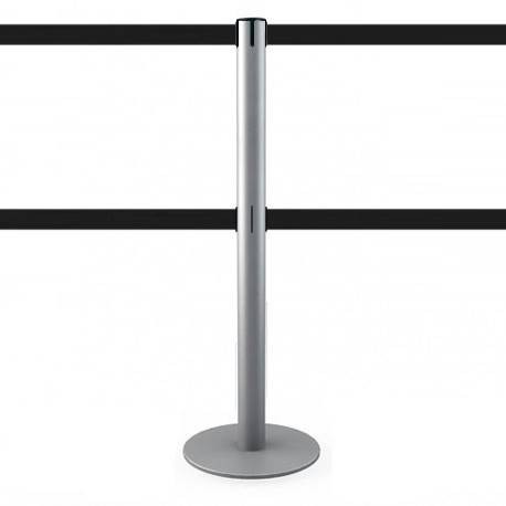 Afzetpaal met dubbel lint 2,5m (zilver) - MASTER DUAL