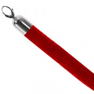 Velours Absperrkordel Rot mit Chrom Karabinerhaken